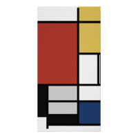 Mondrian Painting Red Plane Yellow Black Grey Blue