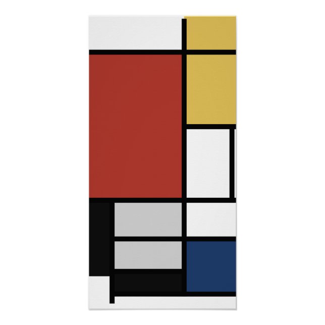 Mondrian Painting Red Plane Yellow Black Grey Blue Poster (Front)