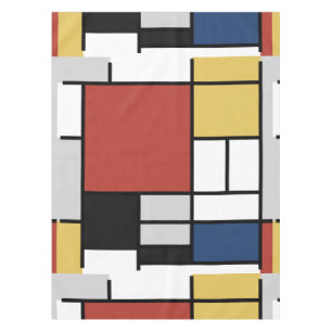 Mondrian Painting Red Plane Yellow Black Grey Blue Tablecloth