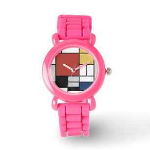 Mondrian Painting Red Plane Yellow Black Grey Blue Watch