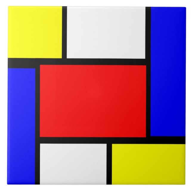 Mondrian Pattern Style Ceramic Tile (Front)