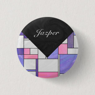 Mondrian Pink Purple White Print 3 Cm Round Badge