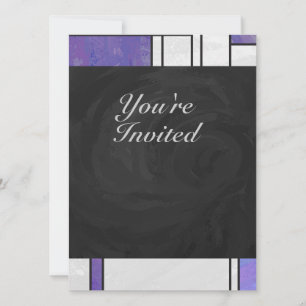 Mondrian Pink Purple White Print Invitation
