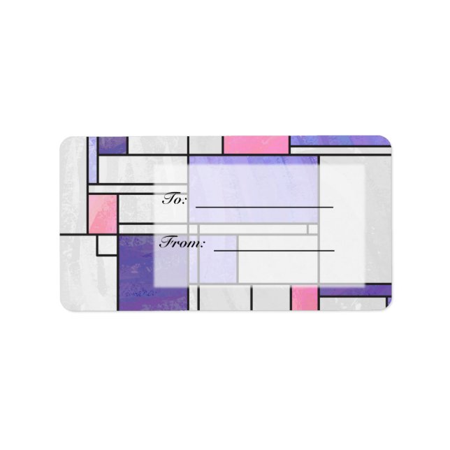 Mondrian Pink Purple White Print Label (Front)