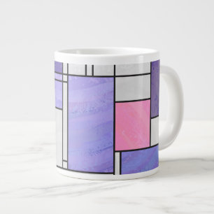 Mondrian Pink Purple White Print Large Coffee Mug