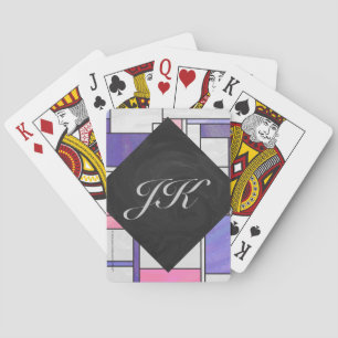 Mondrian Pink Purple White Print Playing Cards