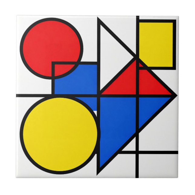 Mondrian Primary Color Composition Ceramic Tile (Front)