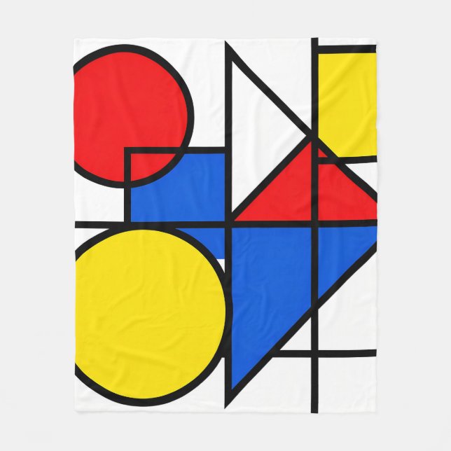 Mondrian Primary Color Composition Fleece Blanket (Front)