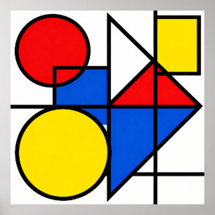 Mondrian Primary Color Composition Poster