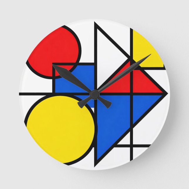 Mondrian Primary Color Composition Round Clock (Front)