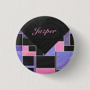 Mondrian Purple Pink Black Print 3 Cm Round Badge