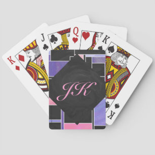 Mondrian Purple Pink Black Print Playing Cards