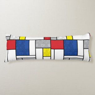 Mondrian Retro Circles Minimalist De Stijl Mod Art Body Cushion