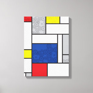 Mondrian Retro Circles Minimalist De Stijl Mod Art Canvas Print