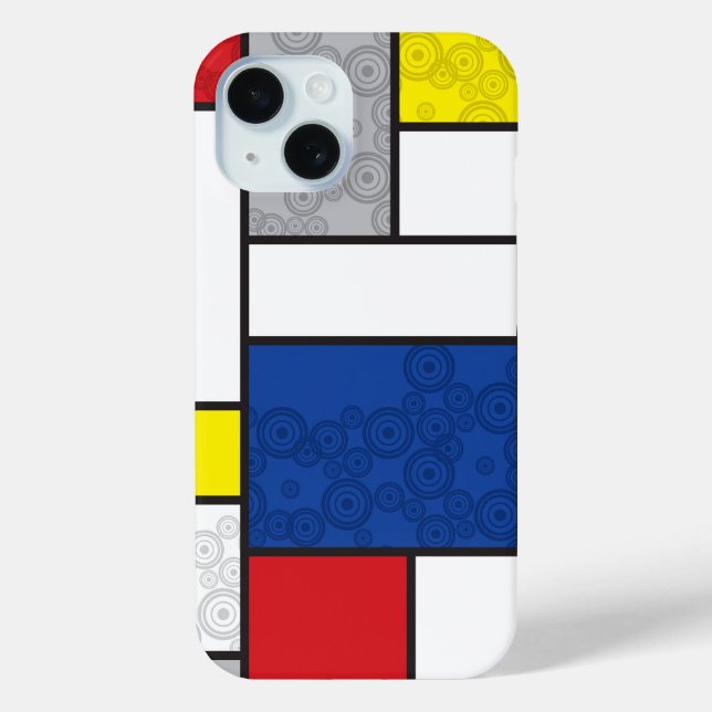 Mondrian Retro Circles Minimalist De Stijl Mod Art Case-Mate iPhone Case (Back)