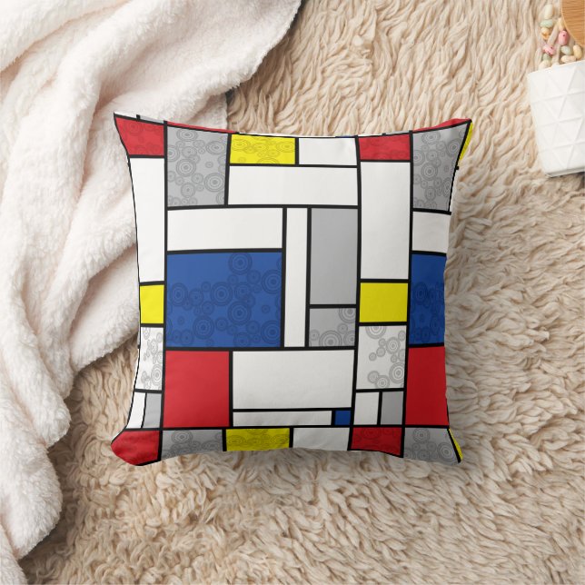 Mondrian Retro Circles Minimalist De Stijl Mod Art Cushion (Blanket)