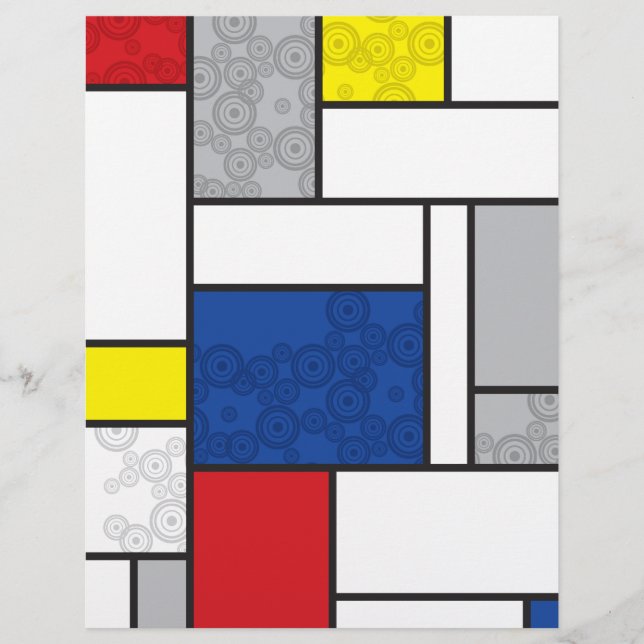 Mondrian Retro Circles Minimalist De Stijl Mod Art Flyer (Front)