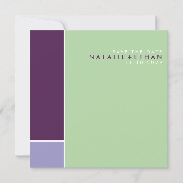 Mondrian Retro Mod Art Colourful Save The Date (Front)