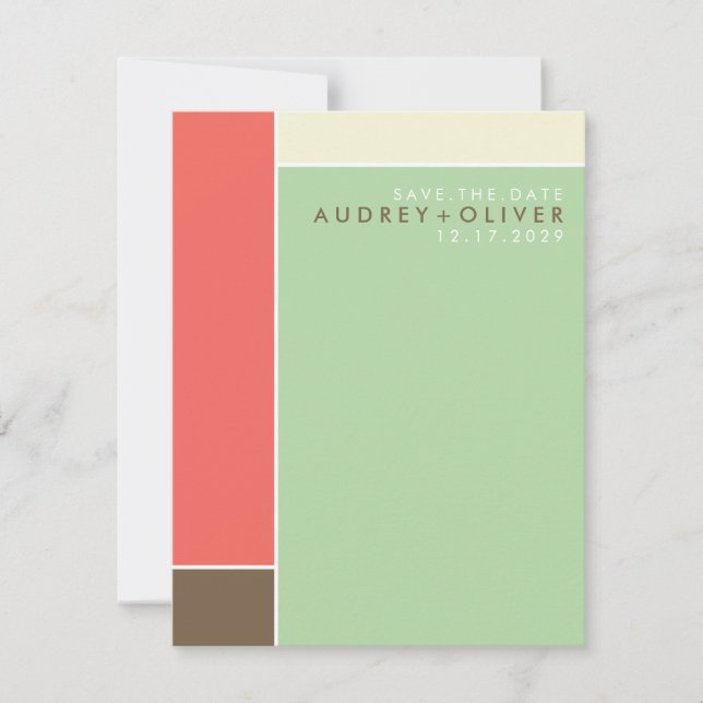Mondrian Retro Mod Art Colourful Save The Date (Front)