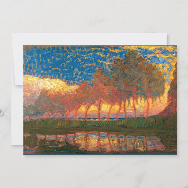 Mondrian - Row of Eleven Poplars, Card (Front)