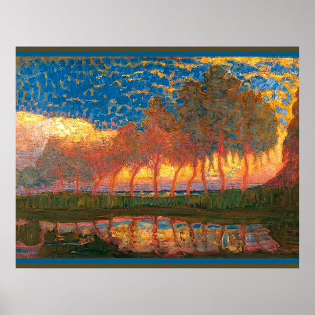 Mondrian - Row of Eleven Poplars Poster (Front)