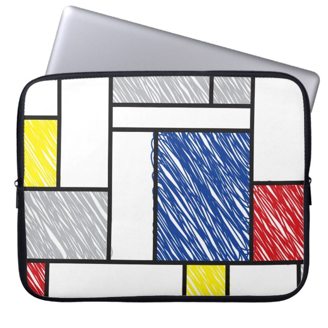 Mondrian Scribbles Minimalism De Stijl Art Laptop Laptop Sleeve (Front)