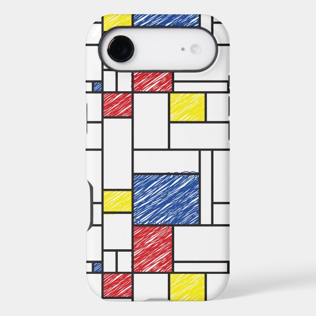 Mondrian Scribbles Minimalist De Stijl Modern Art (Back)