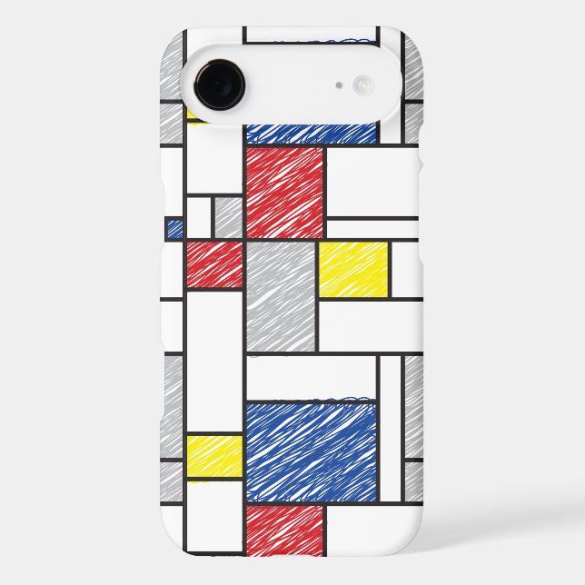 Mondrian Scribbles Minimalist De Stijl Modern Art (Back)