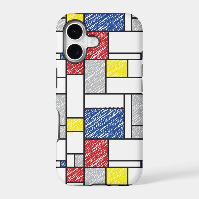 Mondrian Scribbles Minimalist De Stijl Modern Art (Back)
