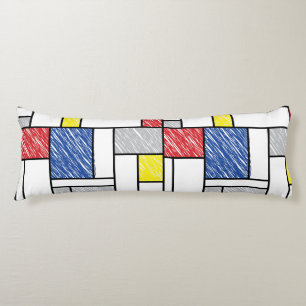 Mondrian Scribbles Minimalist De Stijl Modern Art Body Cushion