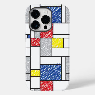 Mondrian Scribbles Minimalist De Stijl Modern Art Case-Mate iPhone 14 Pro Case