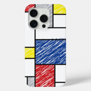 Mondrian Scribbles Minimalist De Stijl Modern Art iPhone 15 Pro Case