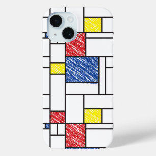 Mondrian Scribbles Minimalist De Stijl Modern Art iPhone 15 Case