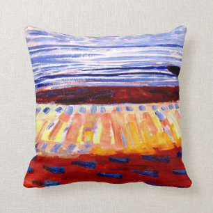 Mondrian - Sea After Sunset, colourful painting Cushion