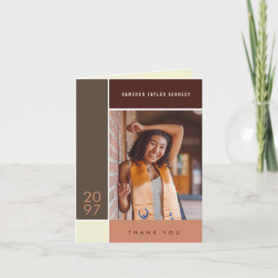 Mondrian Simple Colour Blocks Graduation Photo Thank You Card