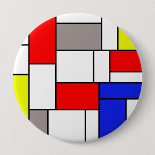 Mondrian style 10 cm round badge
