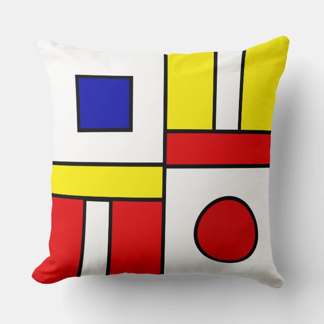 Mondrian Style Abstract Art Cushion (Front)