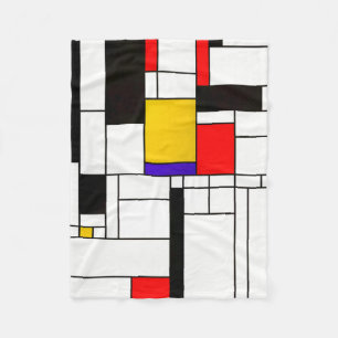 Mondrian Style Abstract Art Fleece Blanket