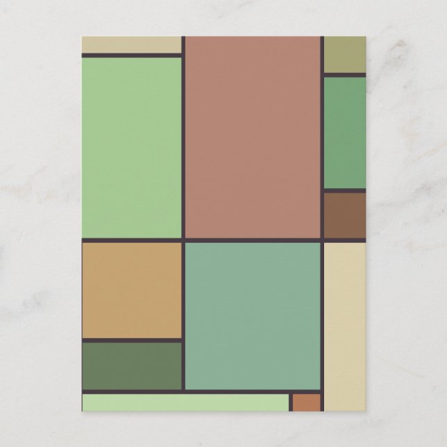 Mondrian Style Abstract Geometric Art Earth Tones Postcard (Front)