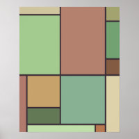 Mondrian Style Abstract Geometric Art Earth Tones