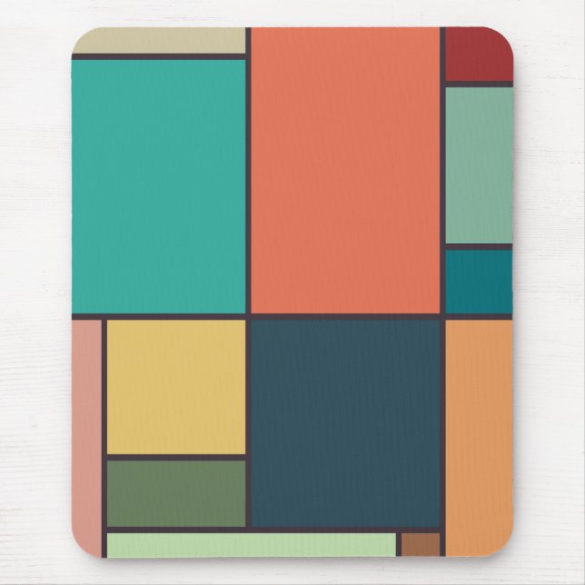 Mondrian Style Abstract Geometric Art Retro Tones Mouse Pad (Front)