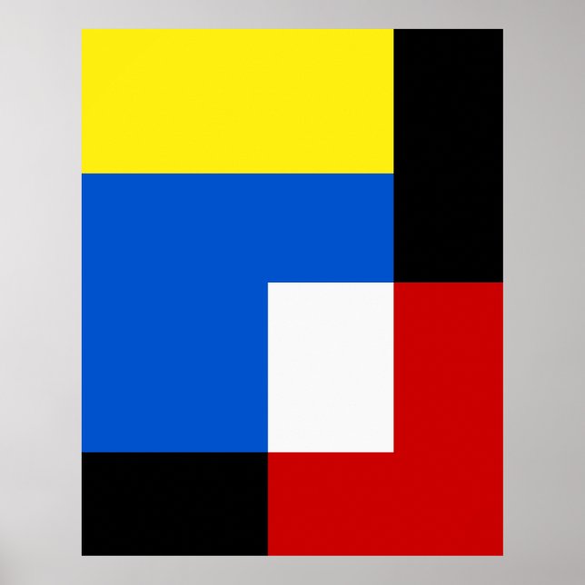 Mondrian Style Abstract Geometric Art Retro Tones Poster (Front)