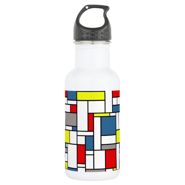 Mondrian style design 532 ml water bottle (Front)