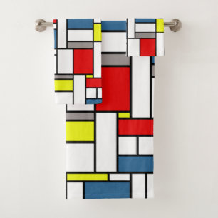 Mondrian style design bath towel set