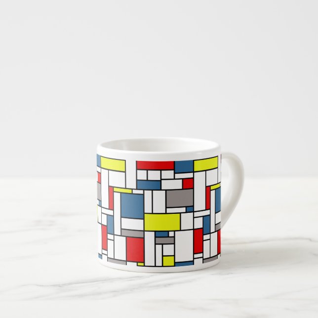 Mondrian style design espresso cup (Front Right)
