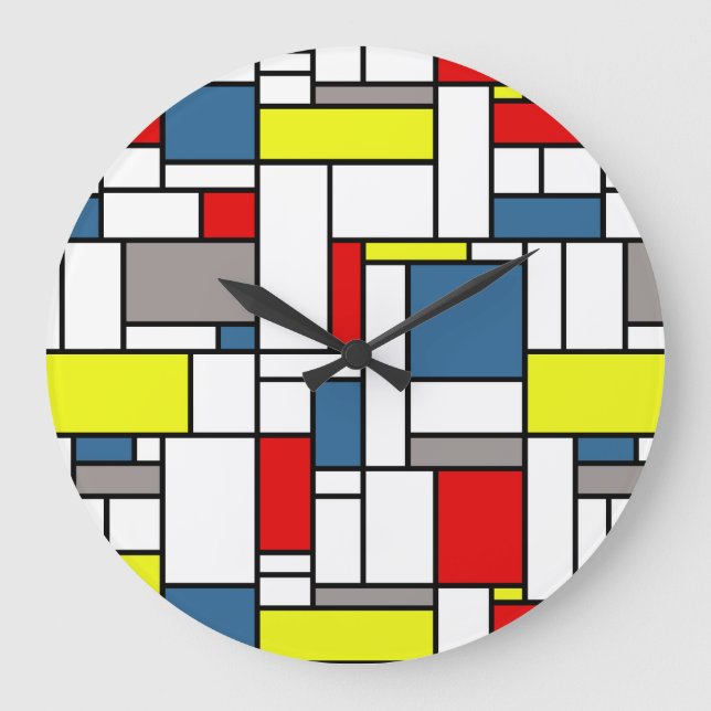 Mondrian style design large clock (Front)