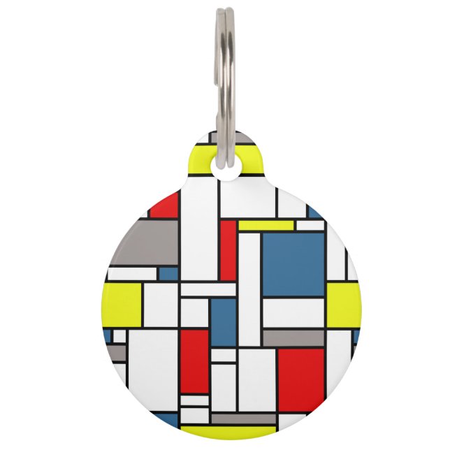 Mondrian style design pet tag (Front)
