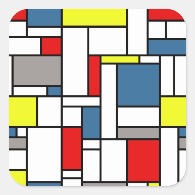 Mondrian style design square sticker (Front)