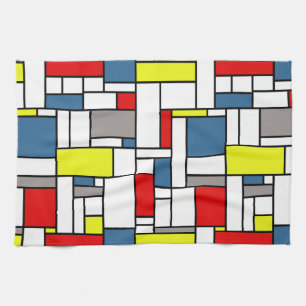 Mondrian style design tea towel