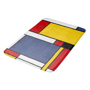 Mondrian Style Modern Abstract Art Design Bath Mat